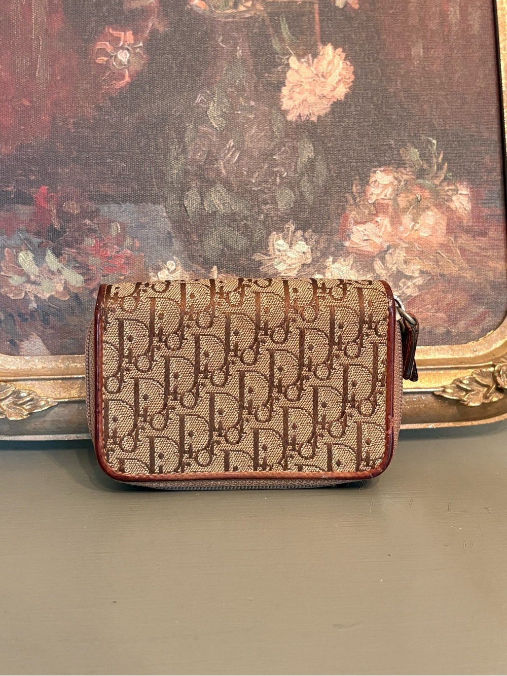 Rare Vintage Christian Dior Trotter Monogram Zip-Around Coin Purse/Key Pouch